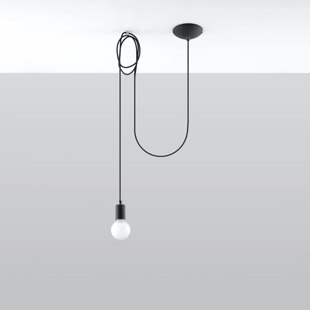 Suspension araignée noire à câbles en tissu, de 1 à 7 ampoules
