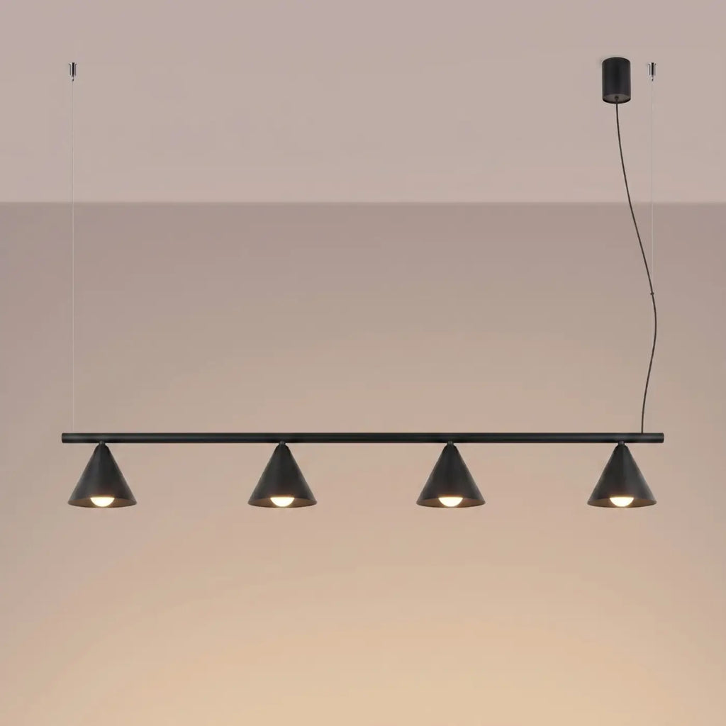 Suspension barre à 4 cônes en acier, 122 cm, 15 coloris