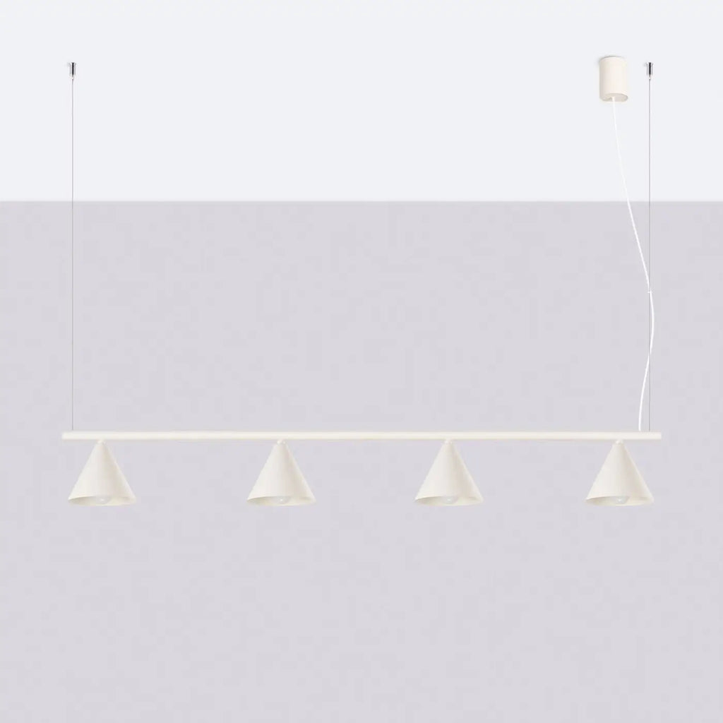 Suspension barre à 4 cônes en acier, 122 cm, 15 coloris, beige