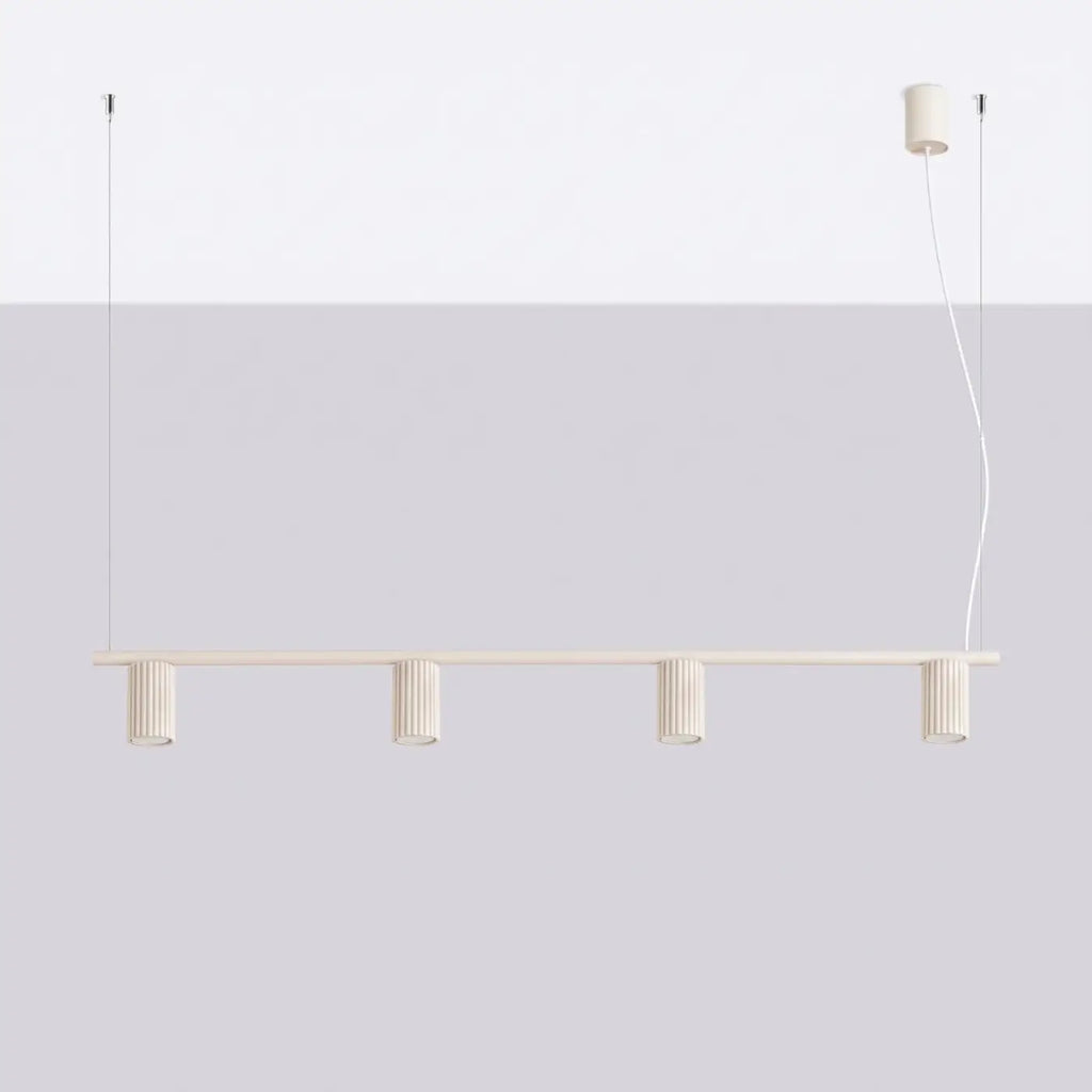 Suspension barre à 4 cylindres nervurés, 122 cm, 14 coloris, beige
