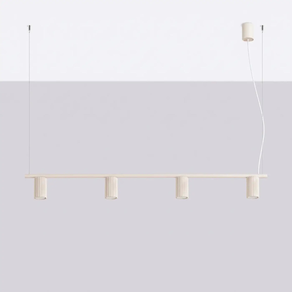 Suspension barre à 4 cylindres nervurés, 122 cm, 14 coloris, beige