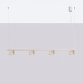 Suspension barre à 4 spots cannelés en aluminium, 122 cm, beige