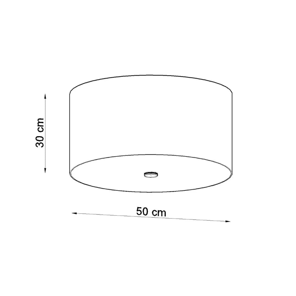 Plafonnier cylindrique en tissu blanc et verre, 50 cm, 5 ampoules