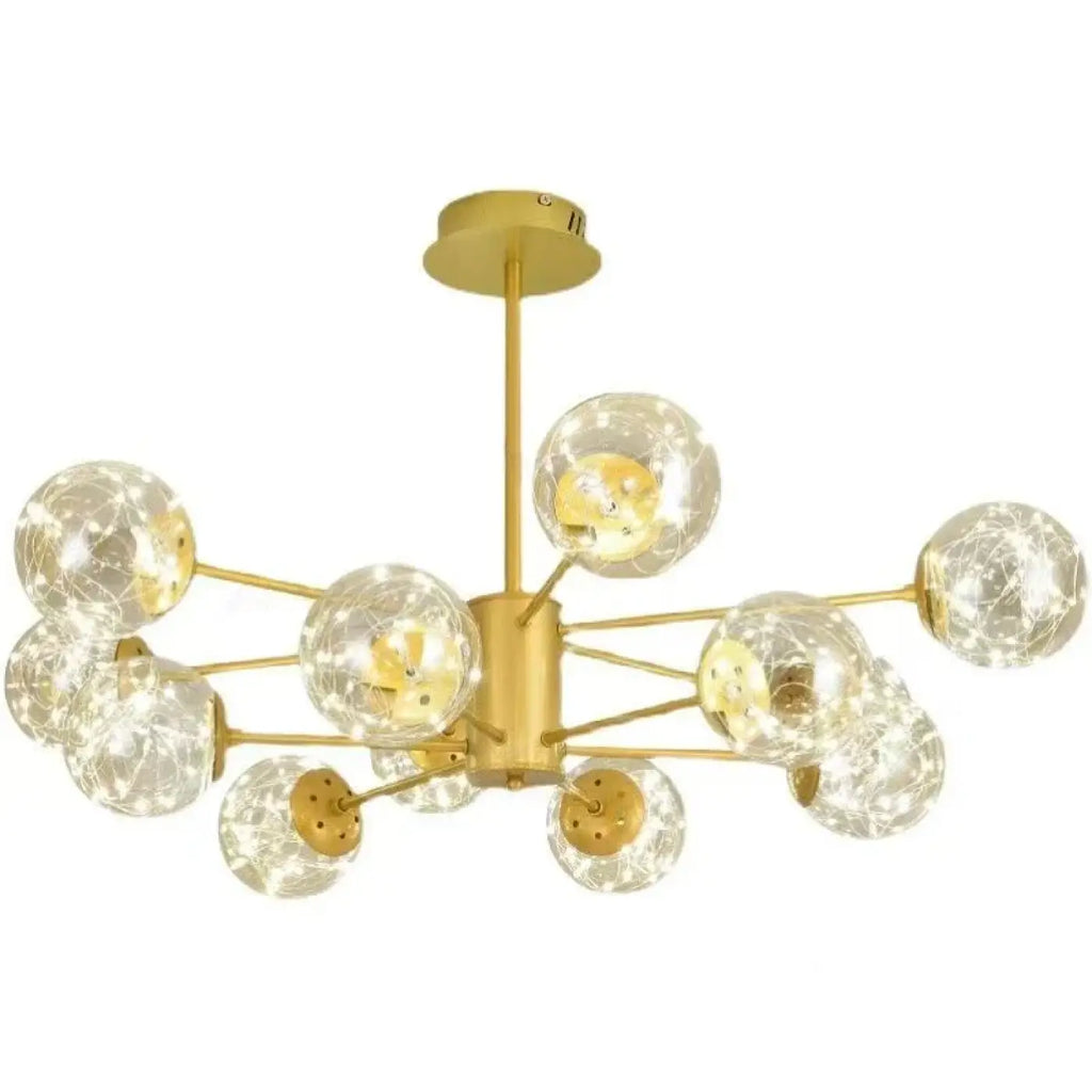 Suspension à sphères en verre et métal, doré ou noir, tailles S et M