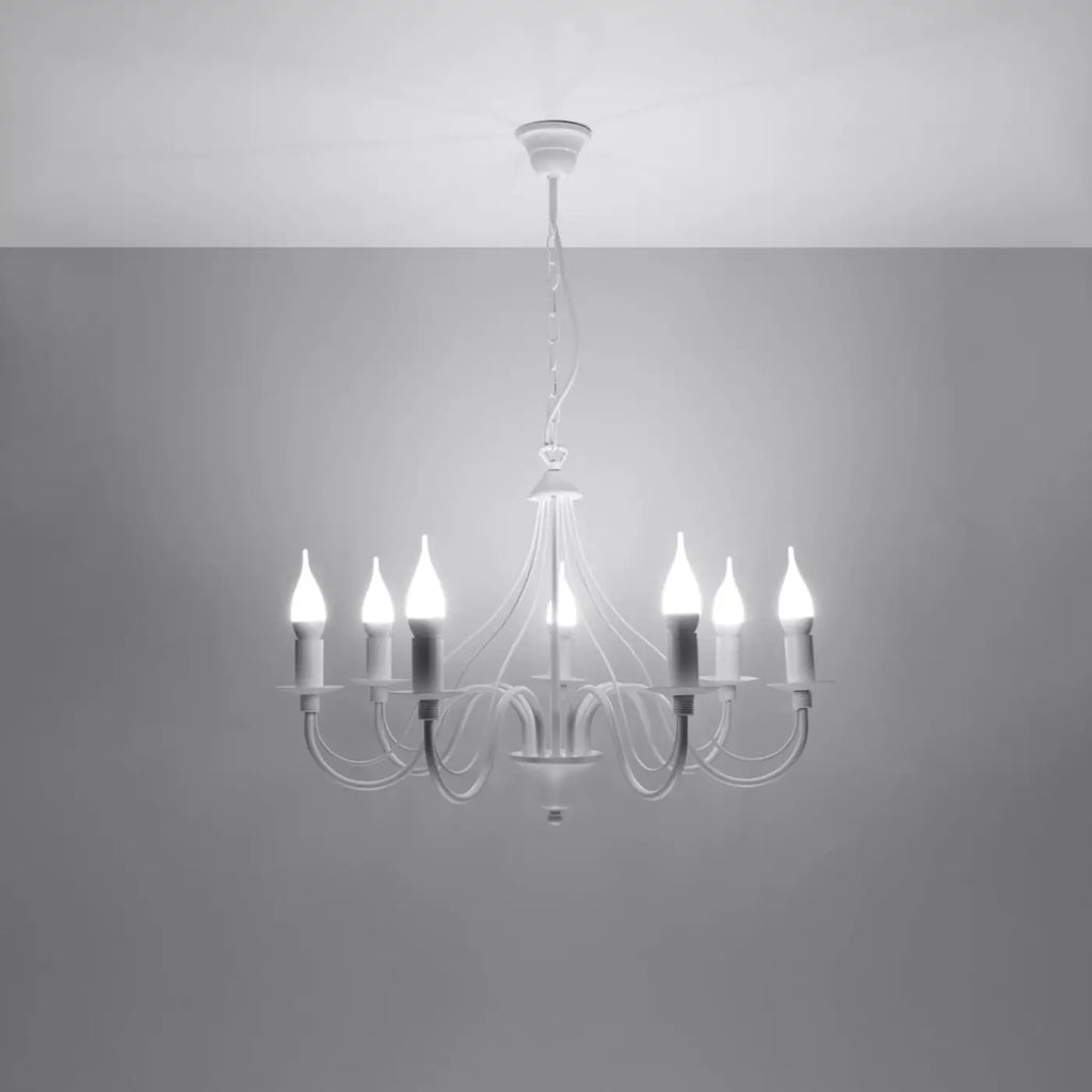 Lustre classique à bougies, bras courbés en acier, 3, 5 ou 7 lumières