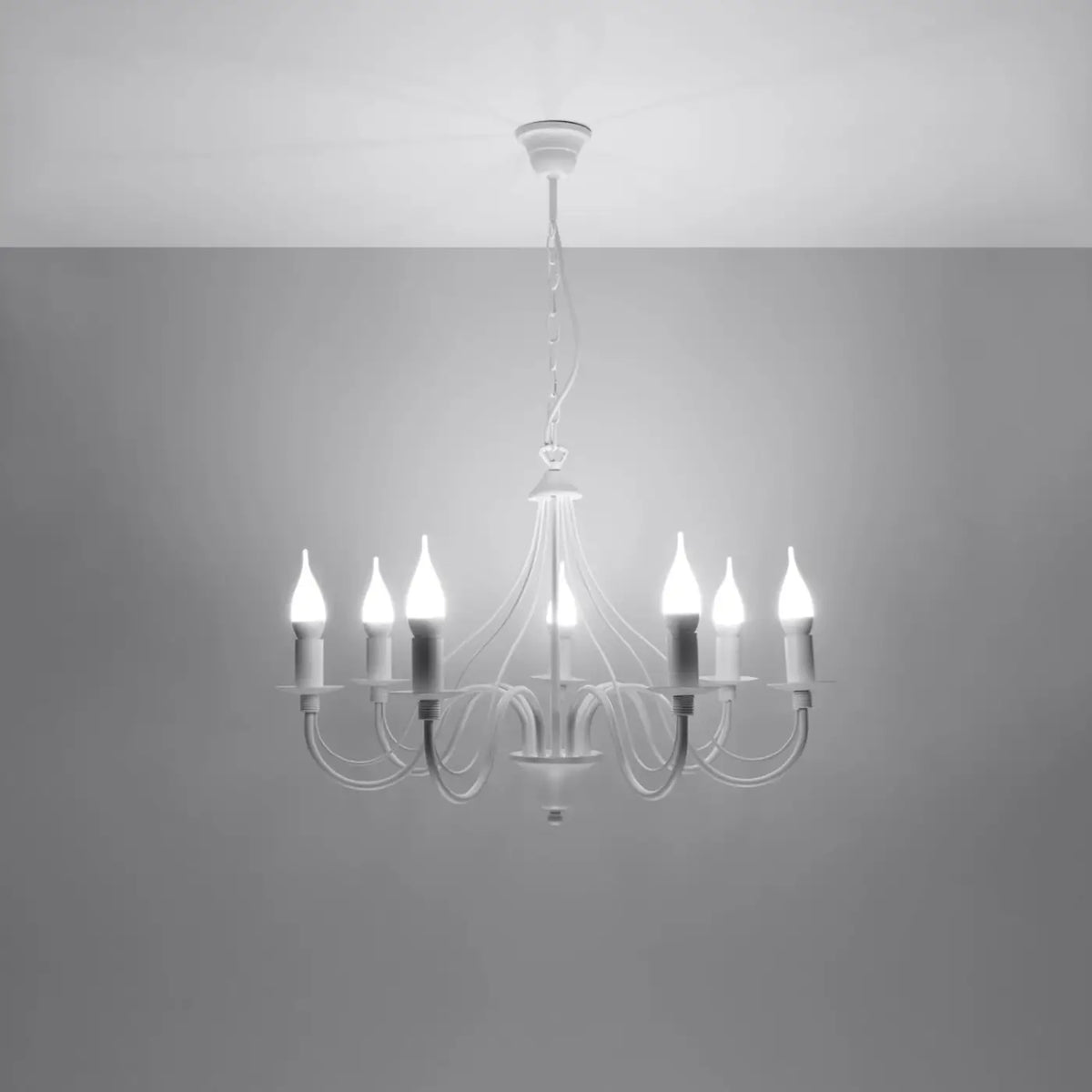 Lustre classique à bougies, bras courbés en acier, 3, 5 ou 7 lumières