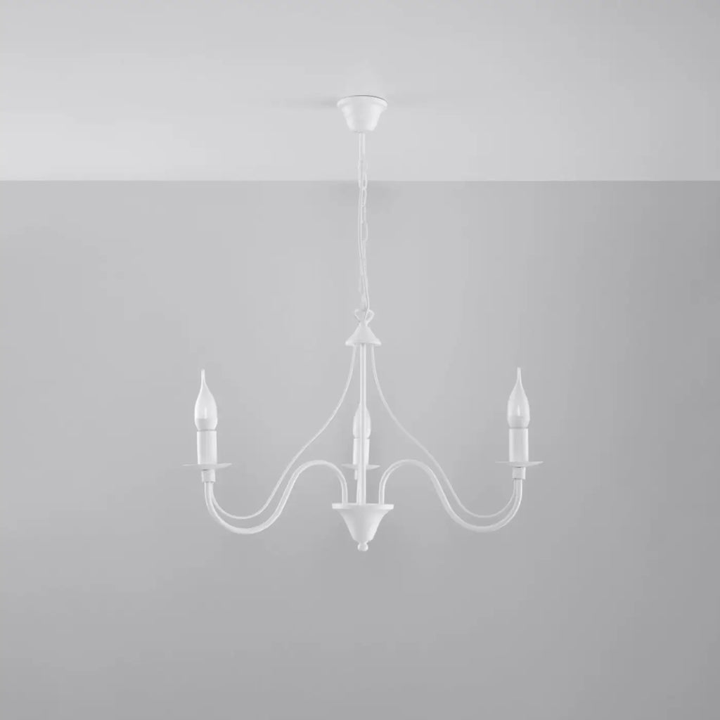Lustre classique à bougies, bras courbés en acier, 3, 5 ou 7 lumières, blanc