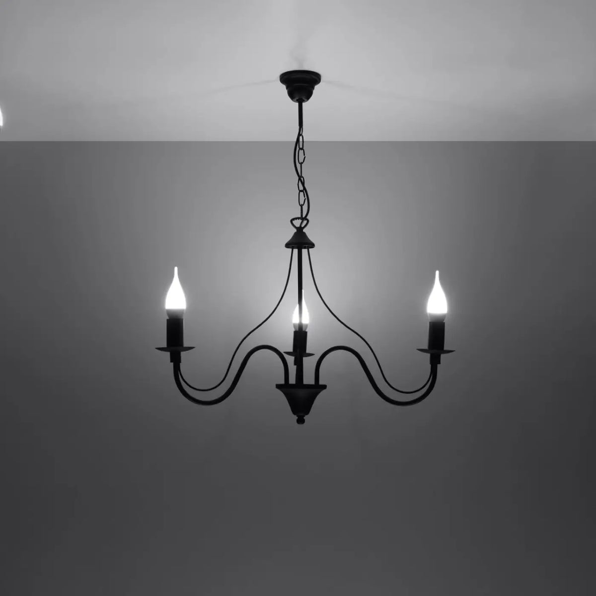 Lustre classique à bougies, bras courbés en acier, 3, 5 ou 7 lumières