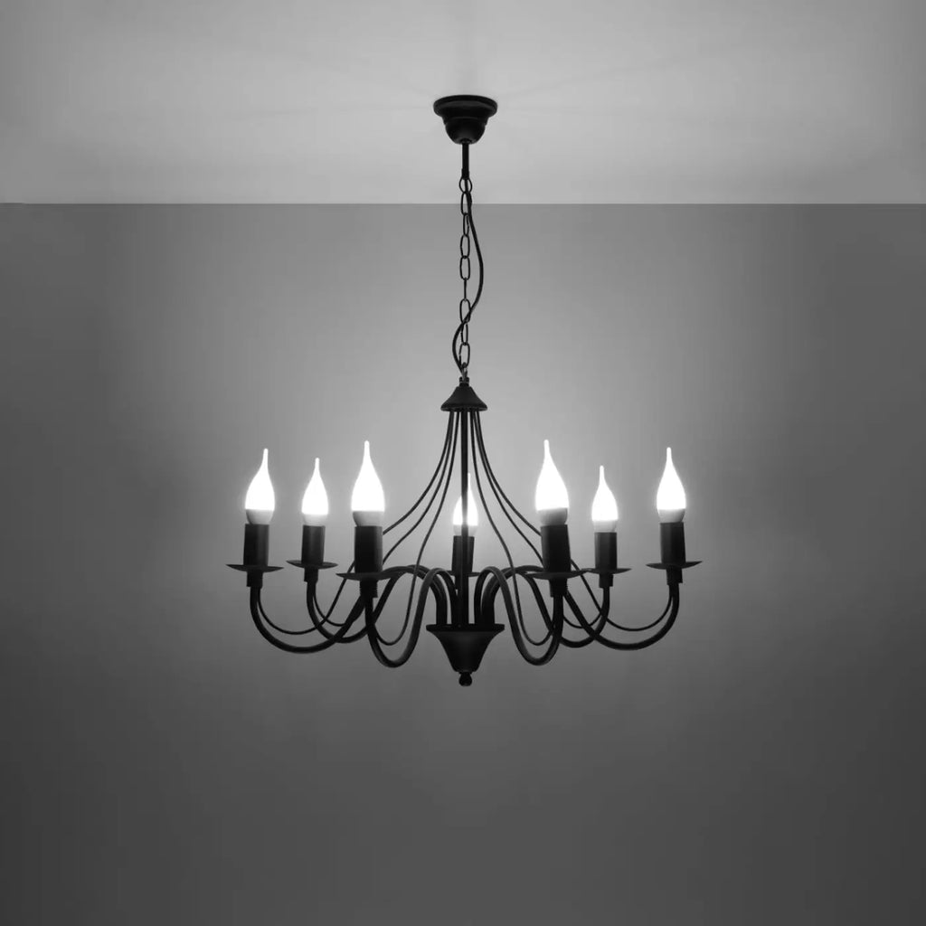 Lustre classique à bougies, bras courbés en acier, 3, 5 ou 7 lumières