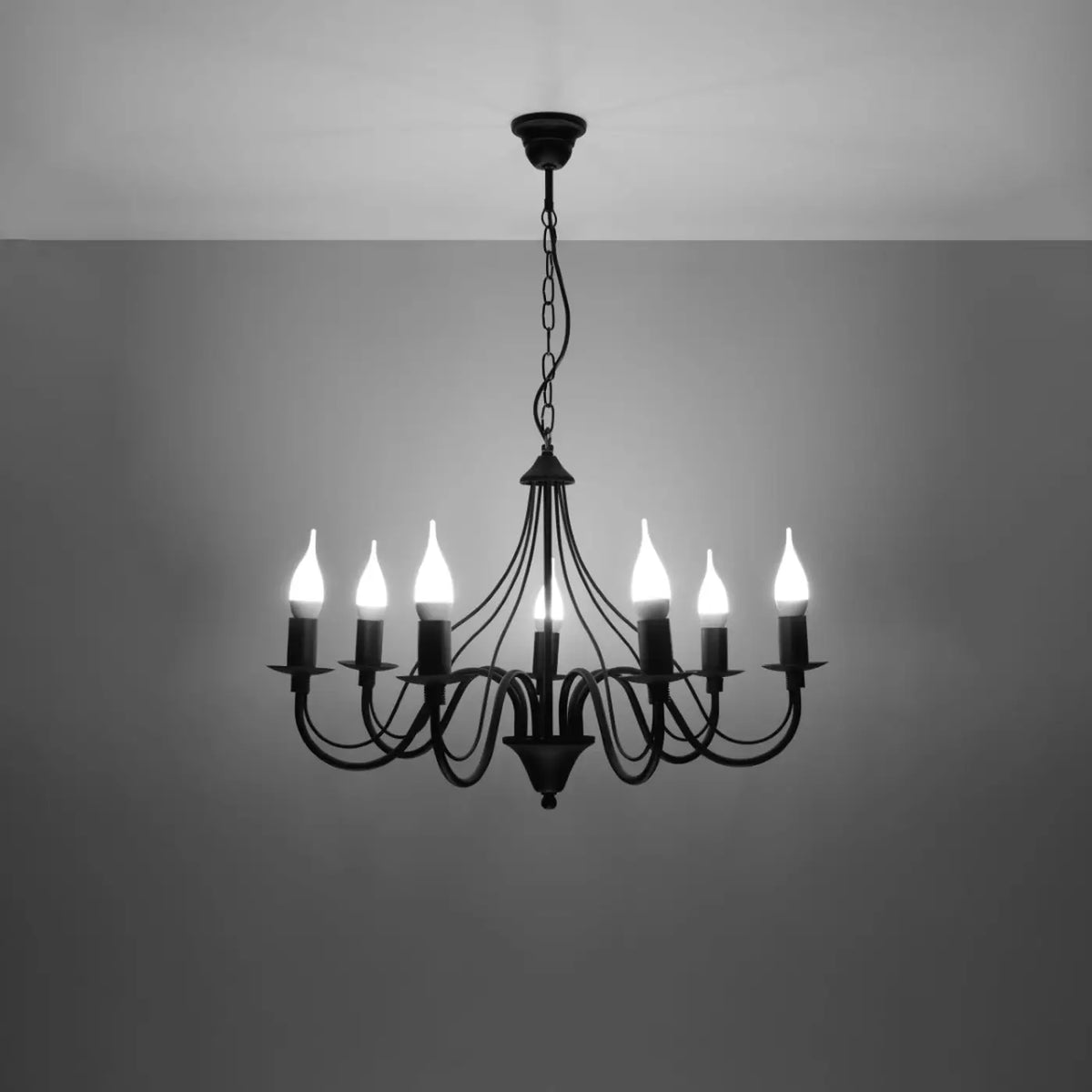 Lustre classique à bougies, bras courbés en acier, 3, 5 ou 7 lumières