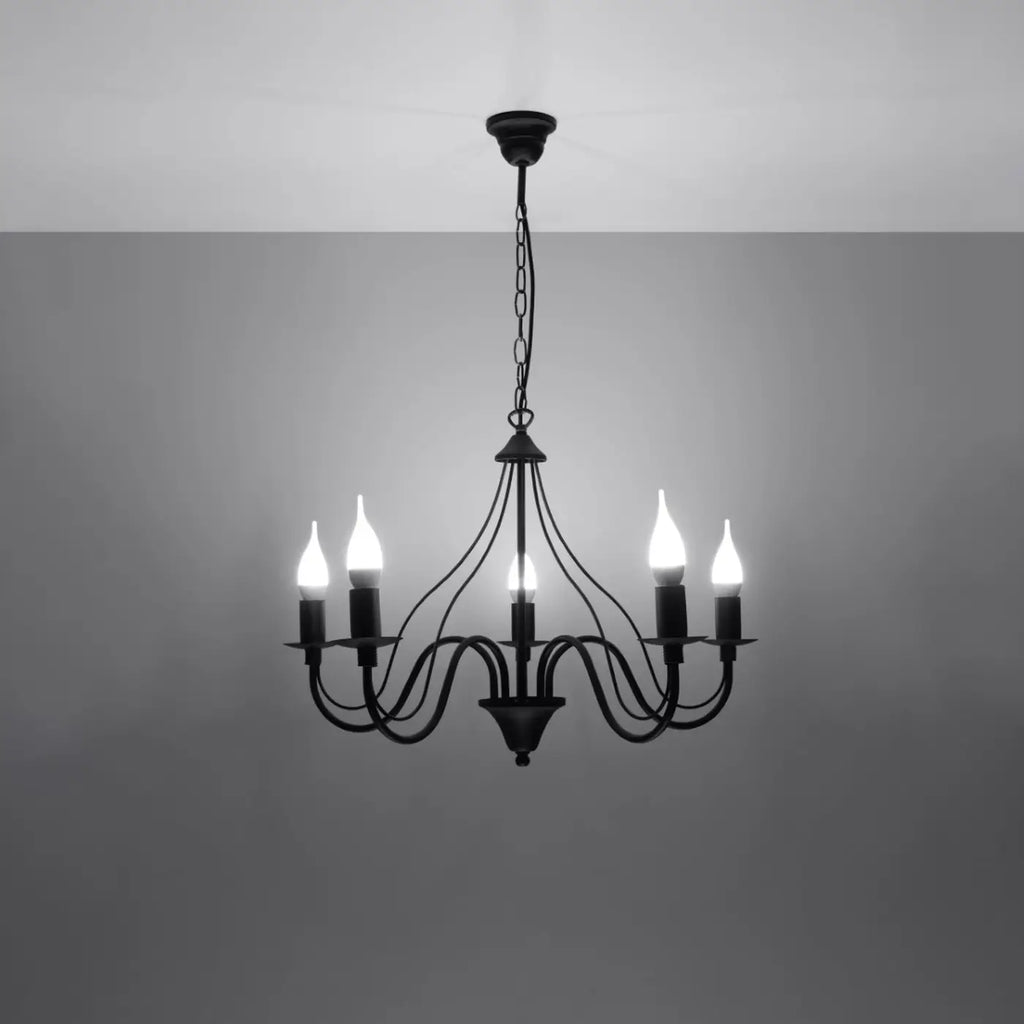 Lustre classique à bougies, bras courbés en acier, 3, 5 ou 7 lumières