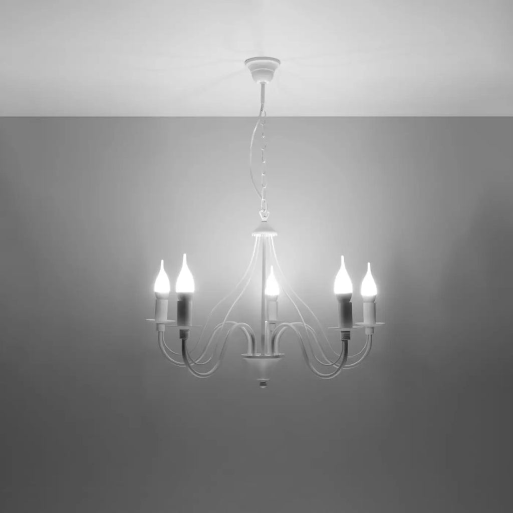 Lustre classique à bougies, bras courbés en acier, 3, 5 ou 7 lumières