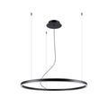 Suspension cercle LED en aluminium noir, 80 cm, blanc chaud