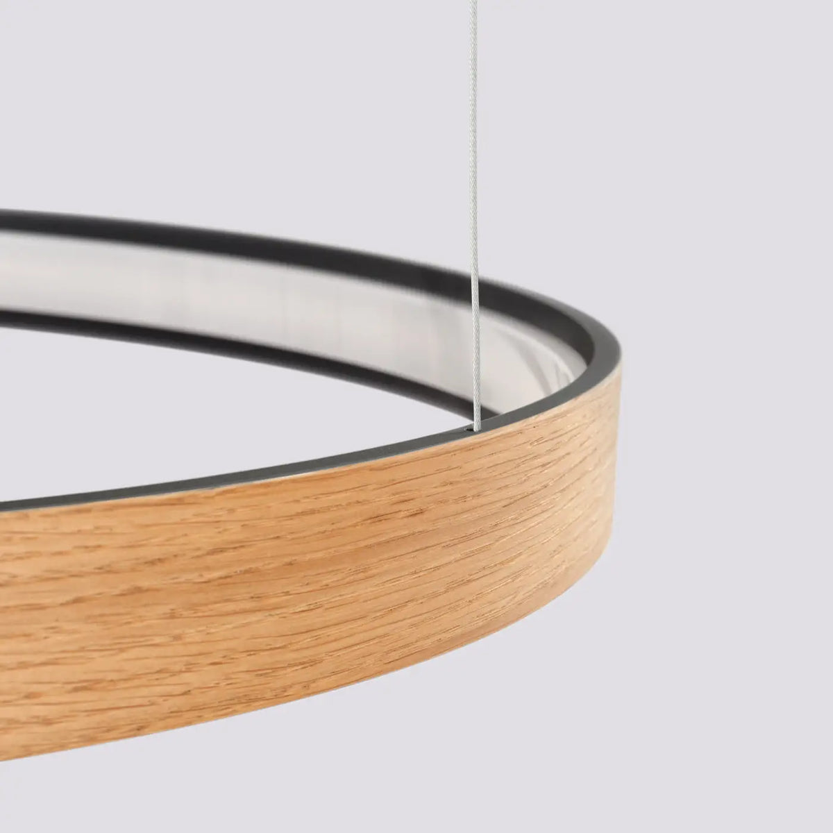 Suspension anneau LED en placage de chêne, 78 cm, 3000 K