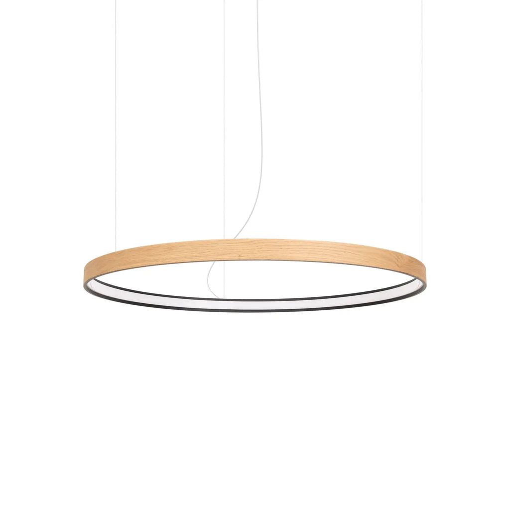 Suspension anneau LED en placage de chêne, 78 cm, 3000 K