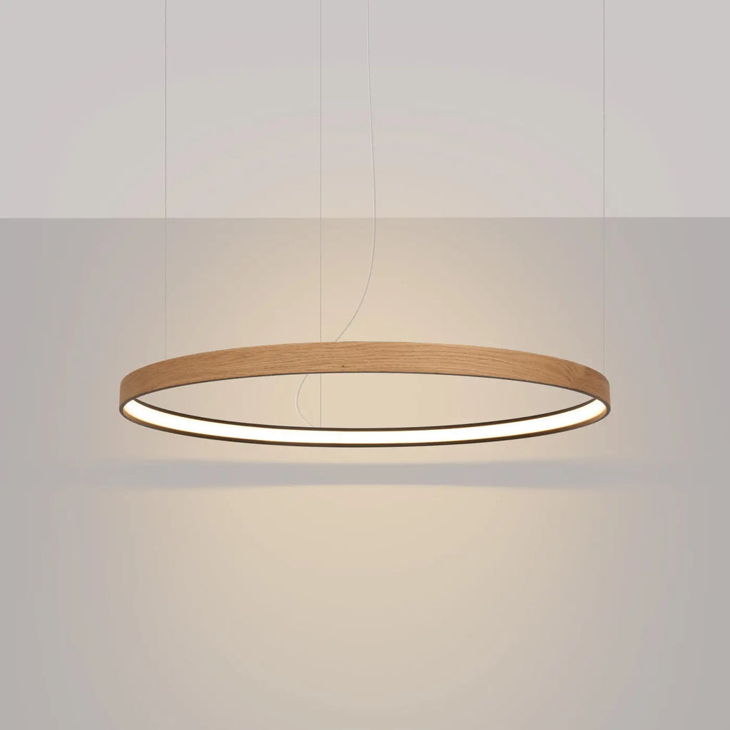 Suspension anneau LED en placage de chêne, 78 cm, 3000 K