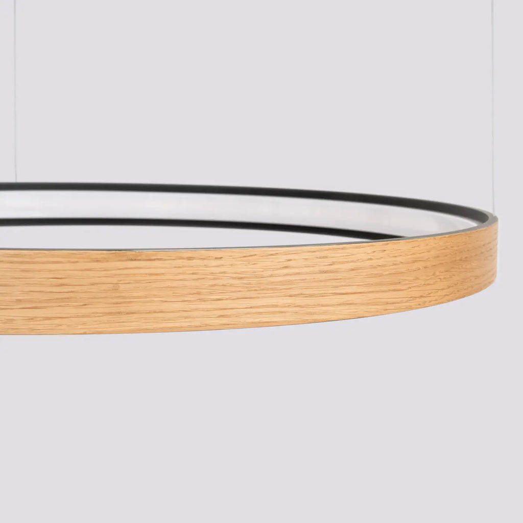 Suspension anneau LED en placage de chêne, 78 cm, 3000 K