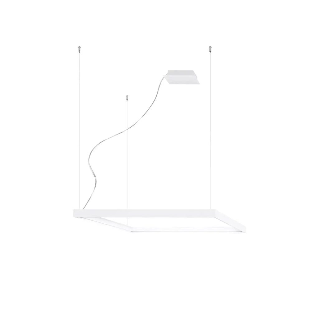 Suspension cadre carré LED en aluminium, 80 ou 110 cm de côté, blanc
