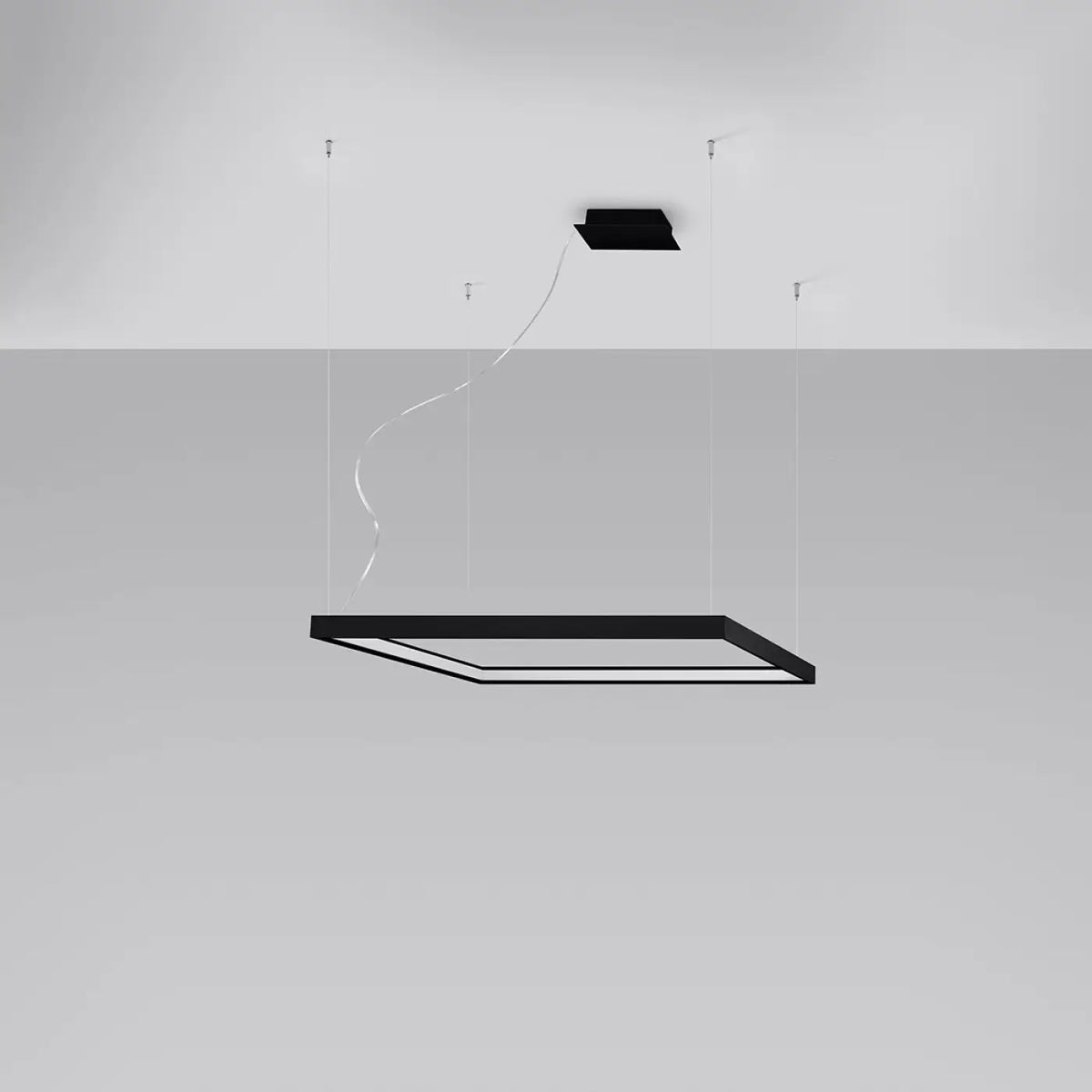 Suspension cadre carré LED en aluminium, 80 ou 110 cm de côté