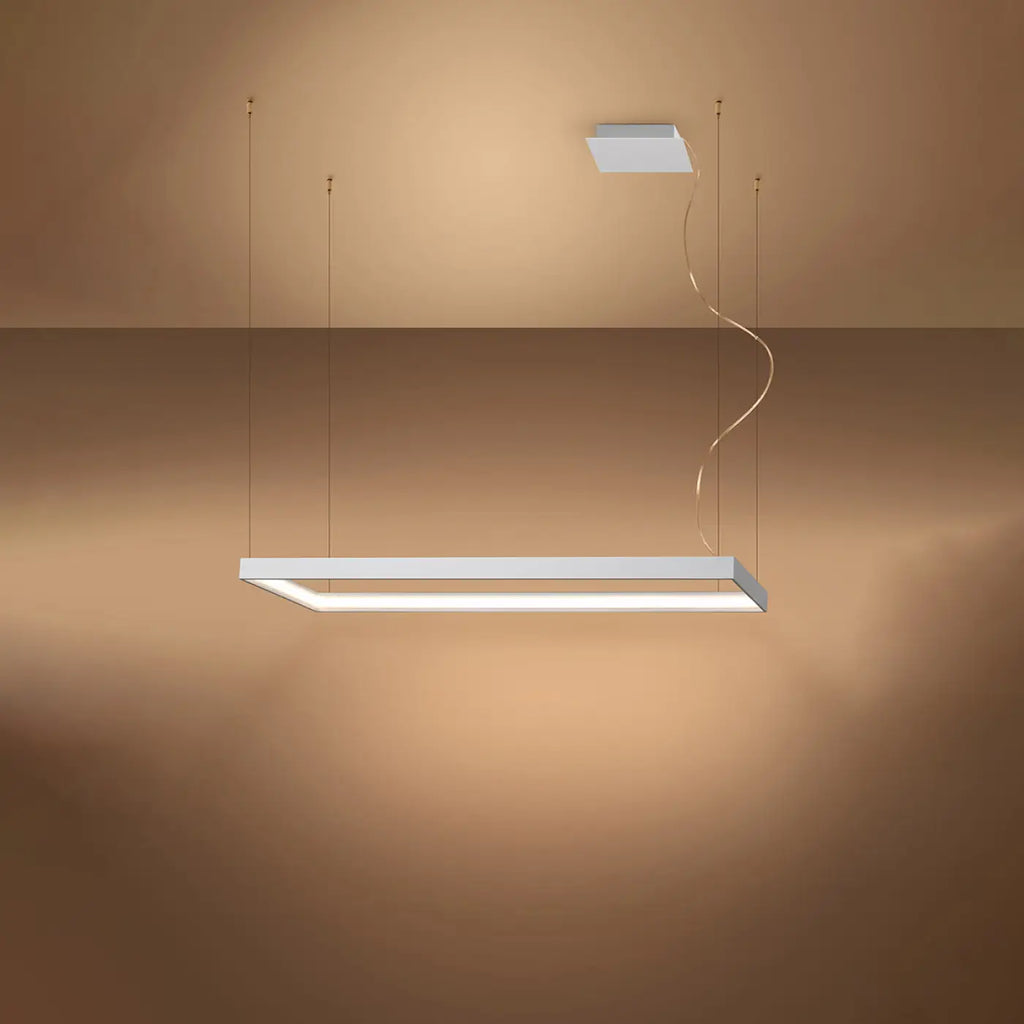 Suspension cadre rectangulaire LED en aluminium, 100 ou 130 cm