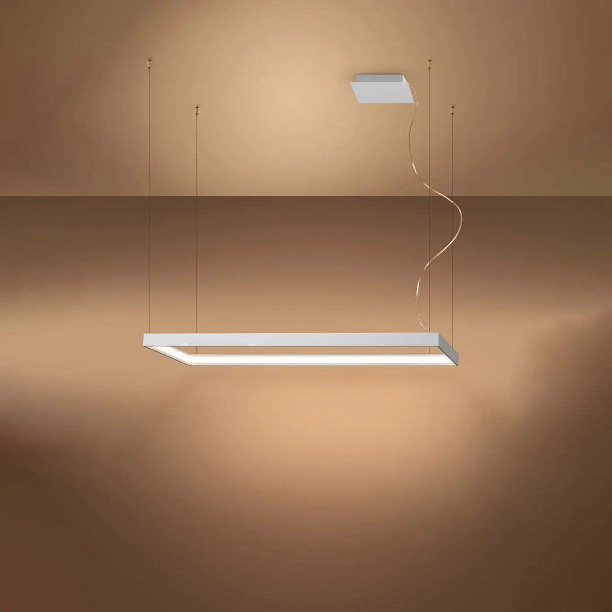 Suspension cadre rectangulaire LED en aluminium, 100 ou 130 cm