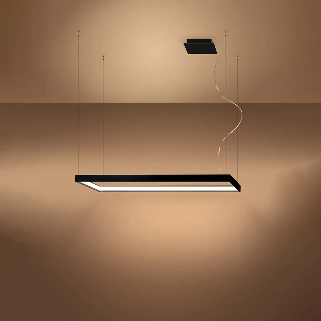 Suspension cadre rectangulaire LED en aluminium, 100 ou 130 cm