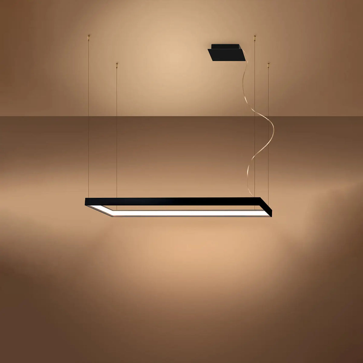 Suspension cadre rectangulaire LED en aluminium, 100 ou 130 cm