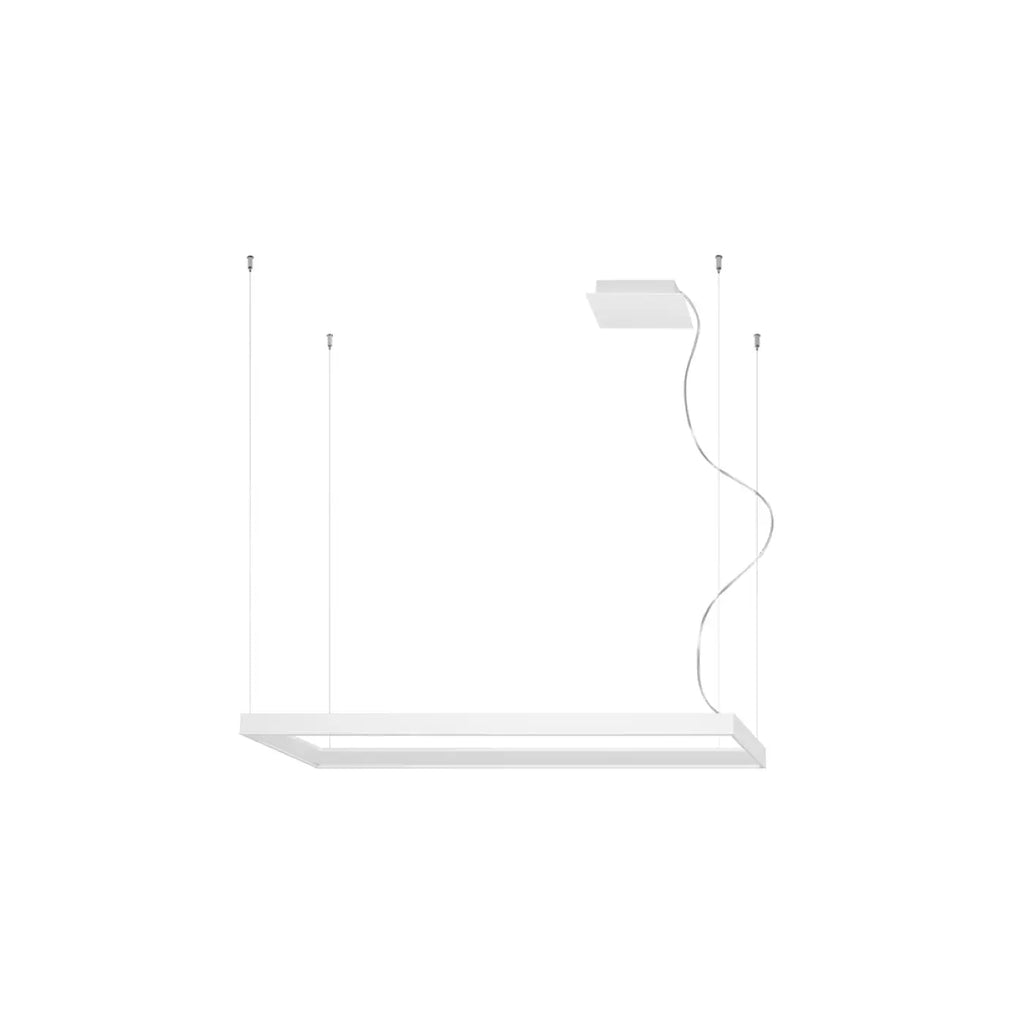 Suspension cadre rectangulaire LED en aluminium, 100 ou 130 cm, blanc