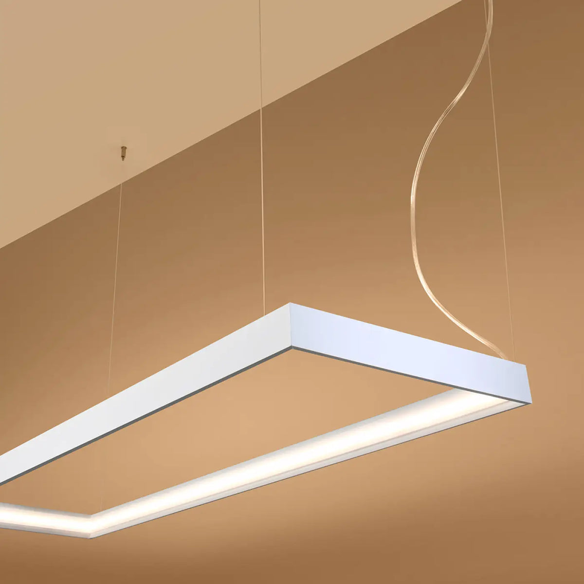 Suspension cadre rectangulaire LED en aluminium, 100 ou 130 cm