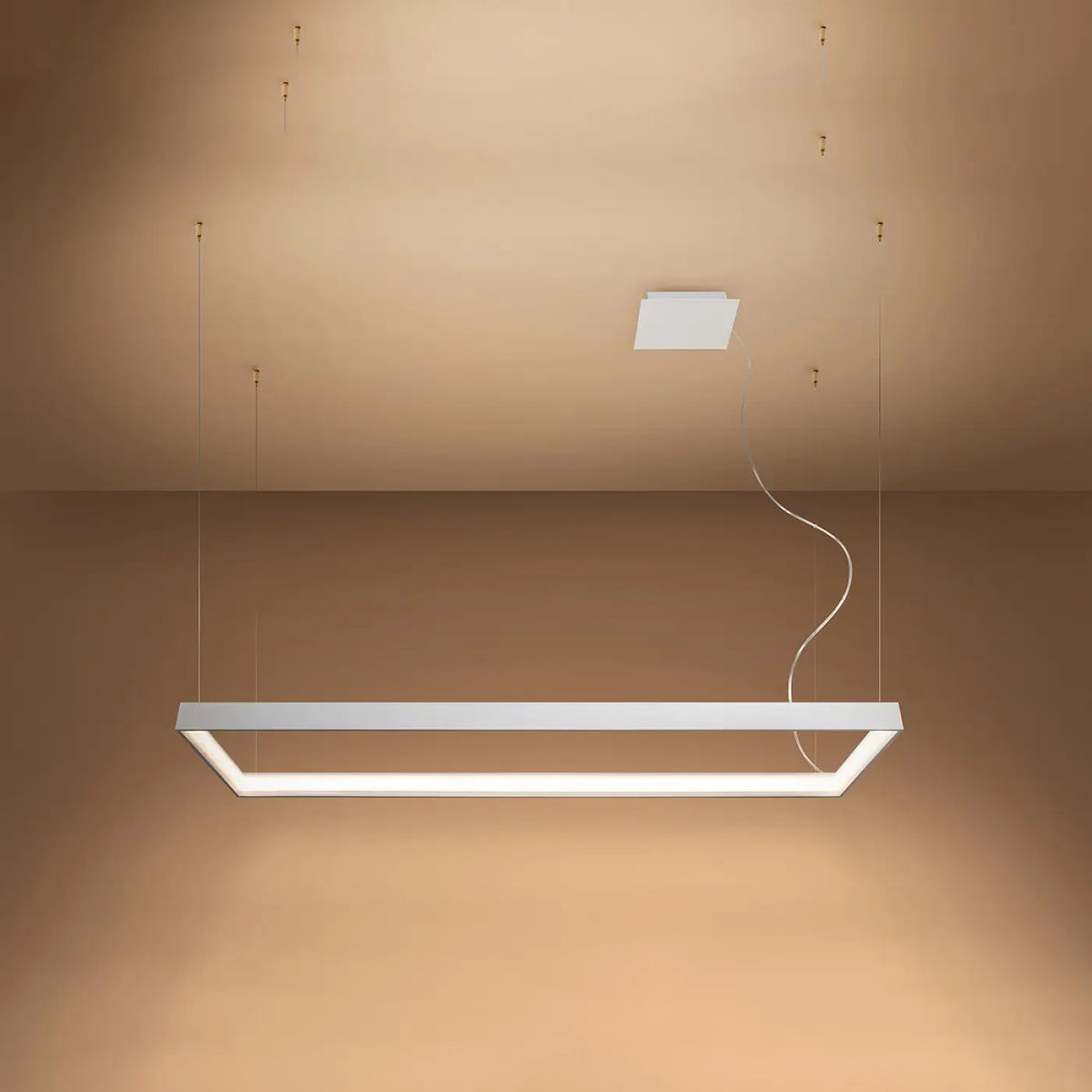 Suspension cadre rectangulaire LED en aluminium, 100 ou 130 cm