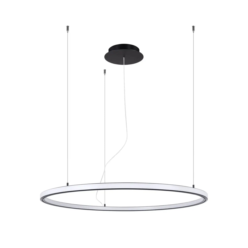 Grande suspension anneau LED noire, 90 ou 120 cm, 3000 K
