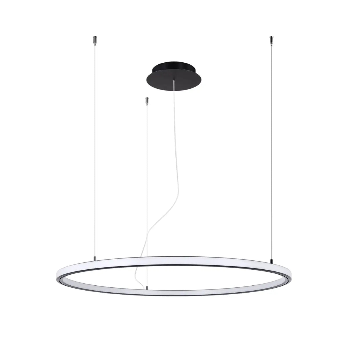 Grande suspension anneau LED noire, 90 ou 120 cm, 3000 K