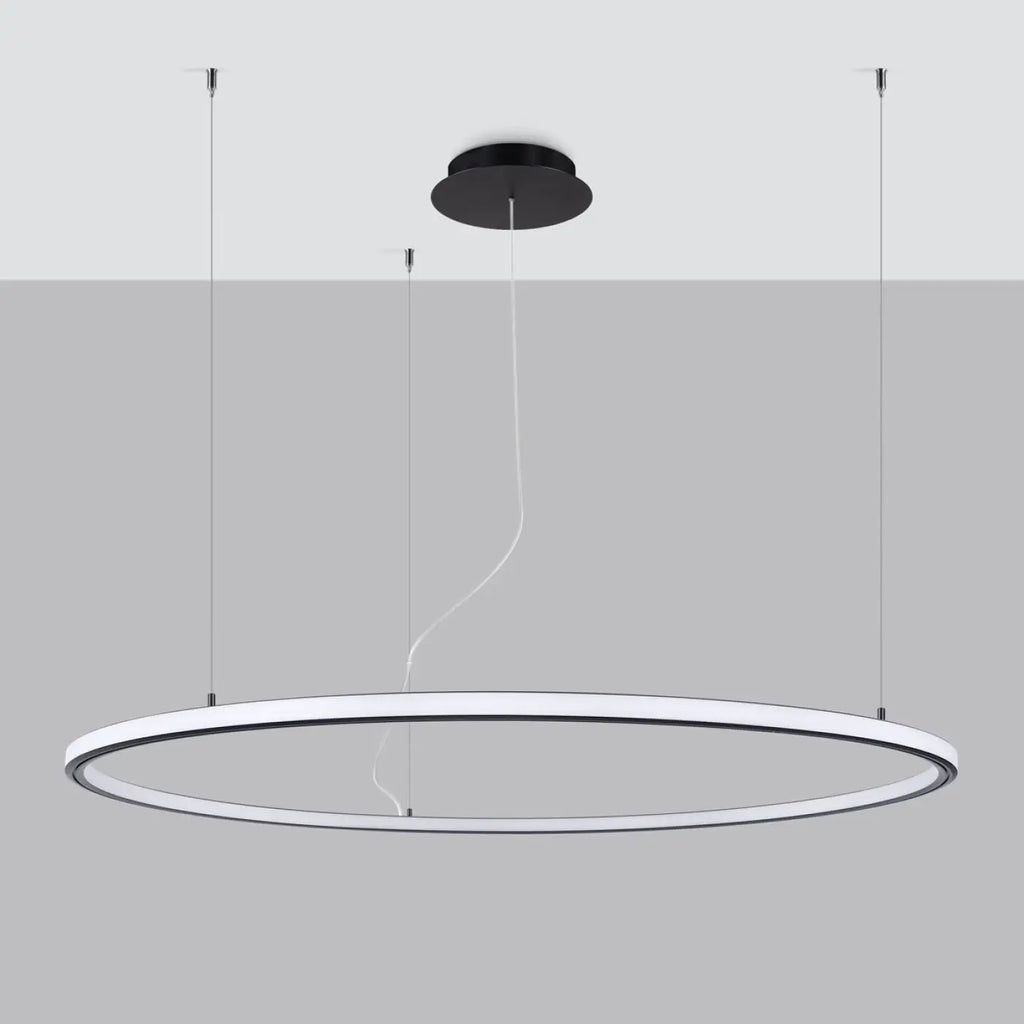 Grande suspension anneau LED noire, 90 ou 120 cm, 3000 K