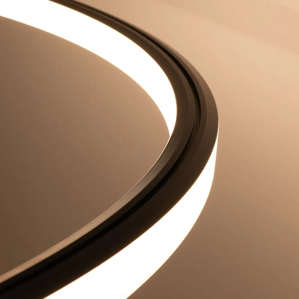 Grande suspension anneau LED noire, 90 ou 120 cm, 3000 K