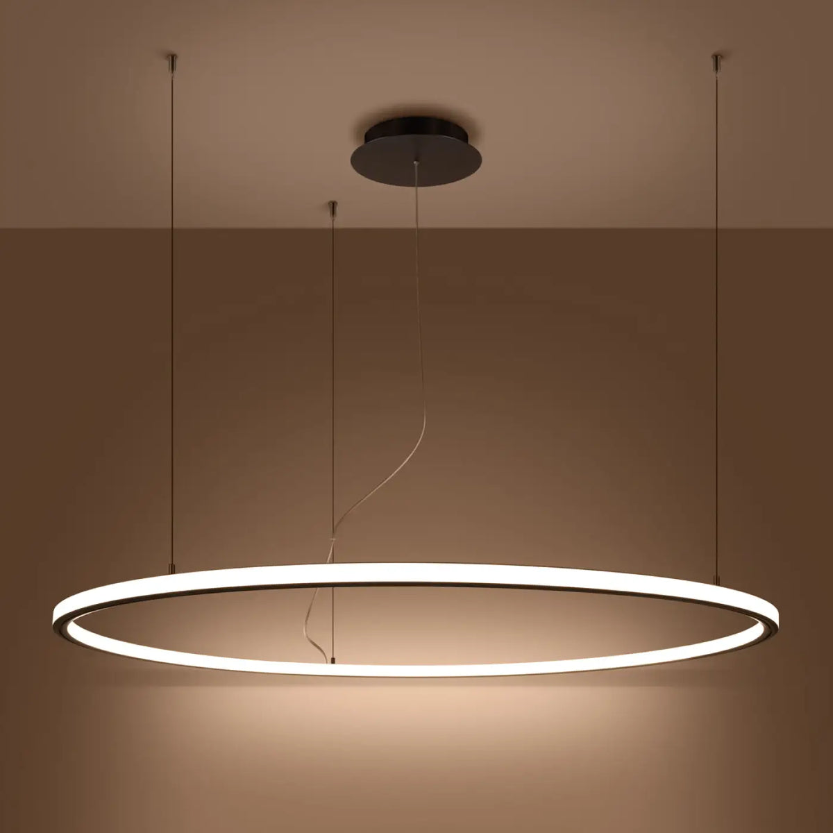 Grande suspension anneau LED noire, 90 ou 120 cm, 3000 K