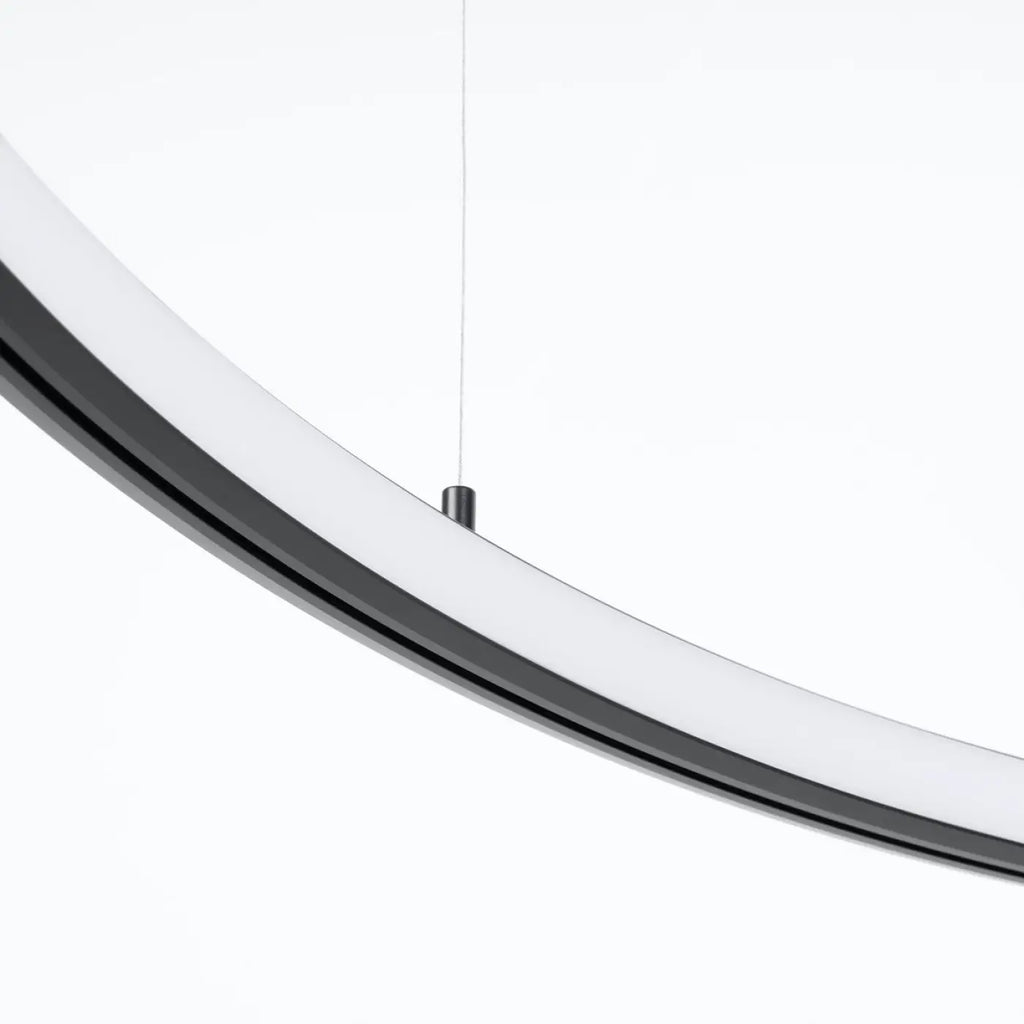 Grande suspension anneau LED noire, 90 ou 120 cm, 3000 K