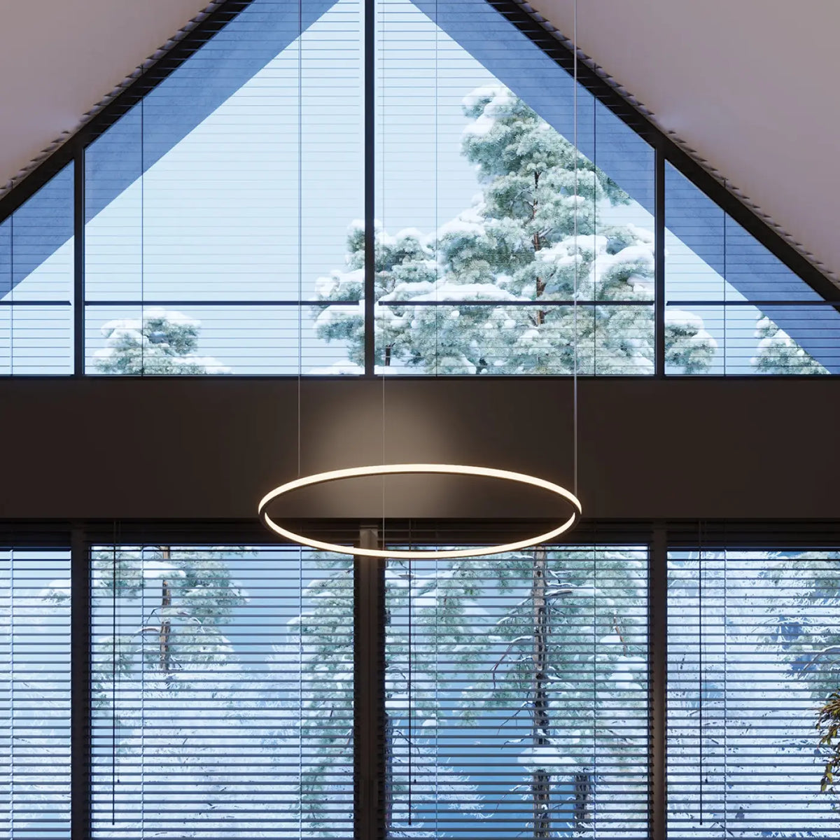 Grande suspension anneau LED noire, 90 ou 120 cm, 3000 K