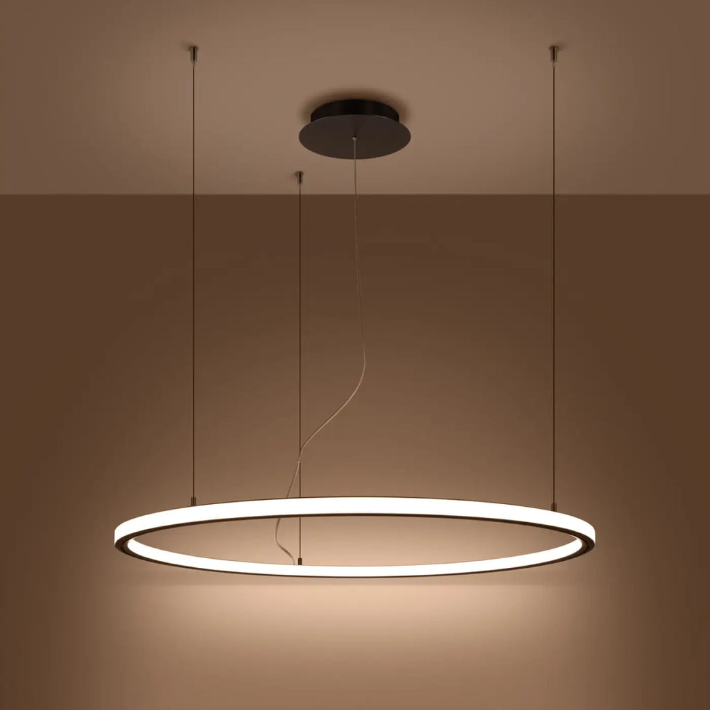 Grande suspension anneau LED noire, 90 ou 120 cm, 3000 K