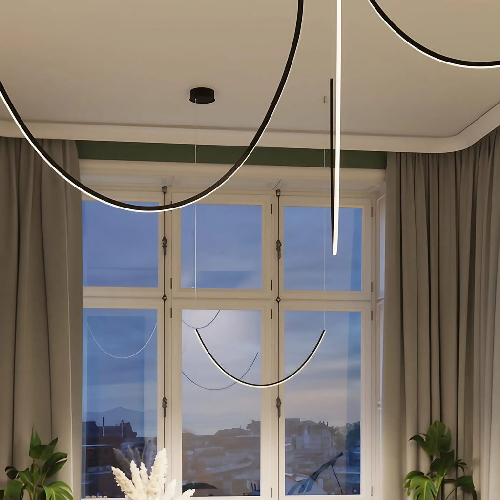 Suspension LED linéaire en aluminium noir, 1 ou 3 barres