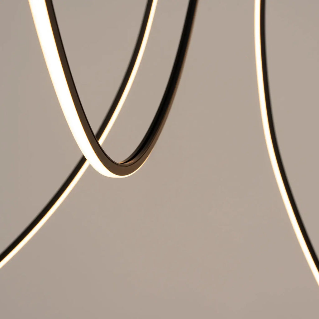 Suspension LED linéaire en aluminium noir, 1 ou 3 barres