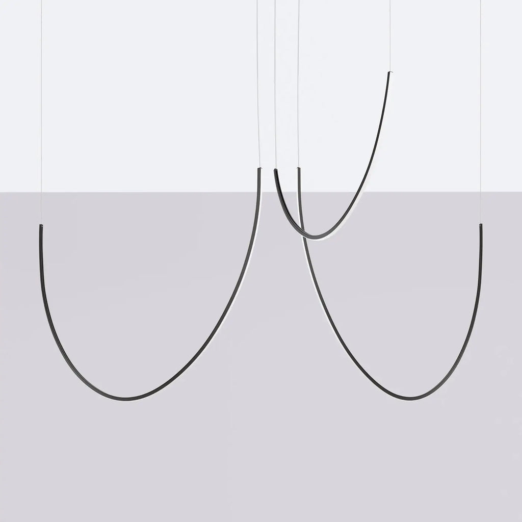 Suspension LED linéaire en aluminium noir, 1 ou 3 barres