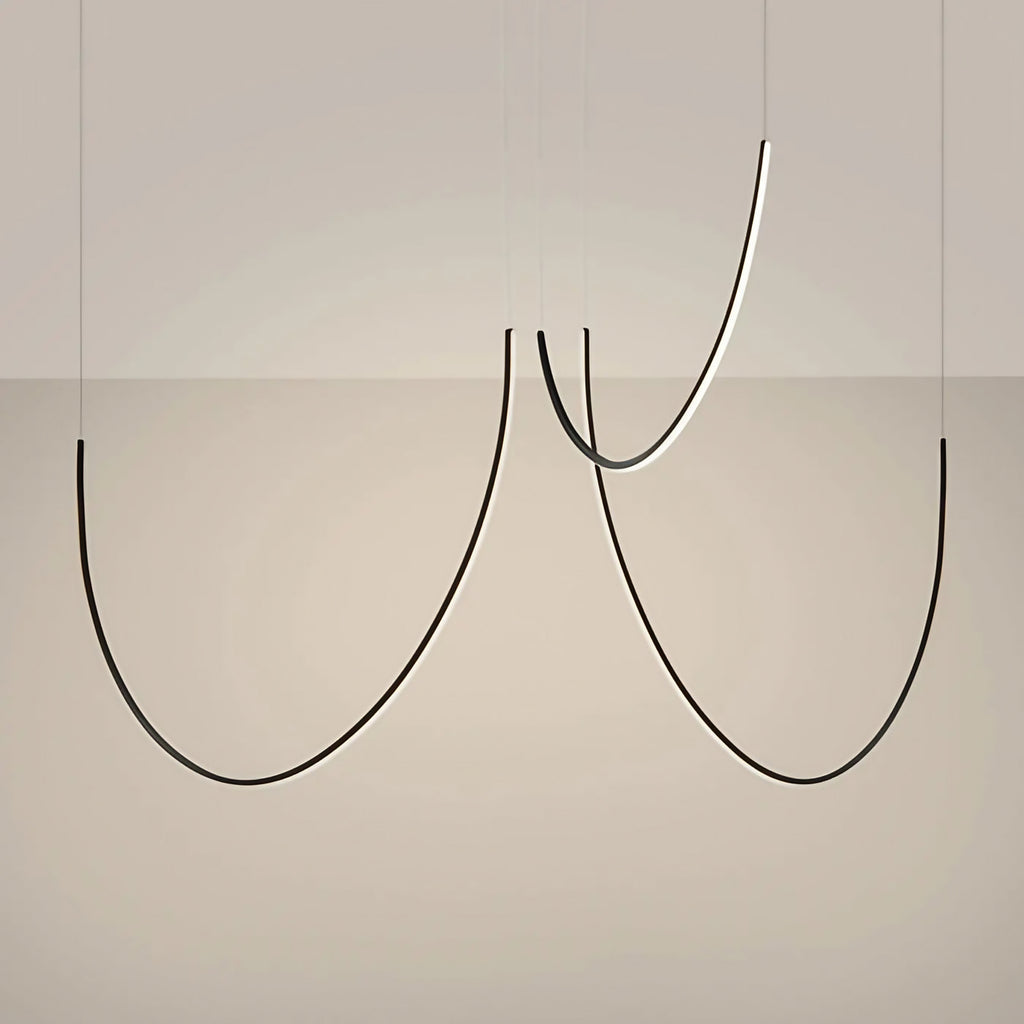 Suspension LED linéaire en aluminium noir, 1 ou 3 barres