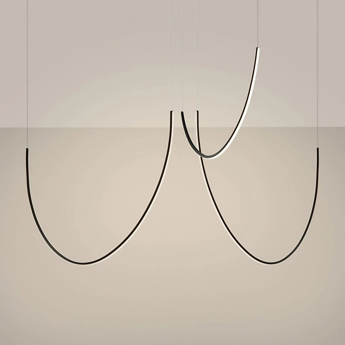 Suspension LED linéaire en aluminium noir, 1 ou 3 barres