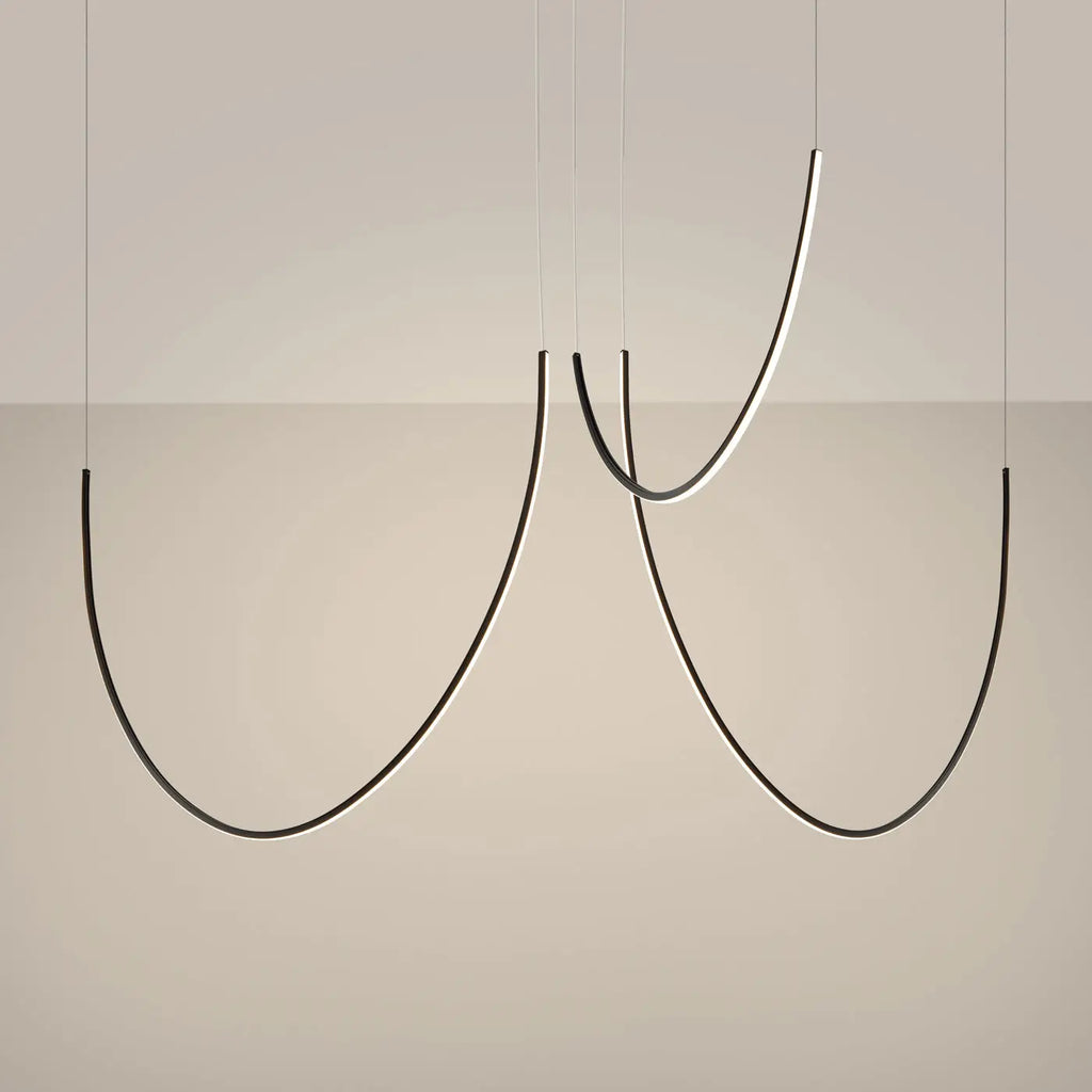 Suspension LED linéaire en aluminium noir, 1 ou 3 barres