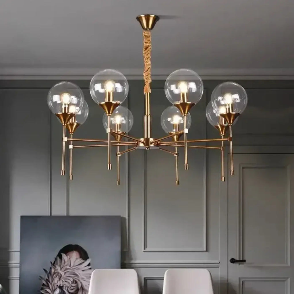 Suspension en métal doré et sphères de verre fumé, trois modèles