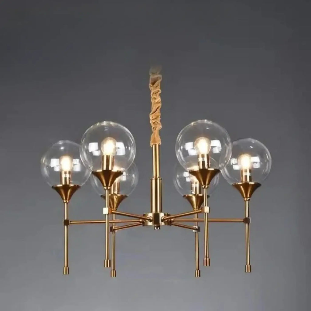 Suspension en métal doré et sphères de verre fumé, trois modèles, transparent
