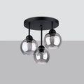 Plafonnier noir à 3 globes en verre fumé, 35 cm