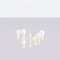 Suspension 6 globes en verre opalin, cols cannelés, 10 coloris, beige