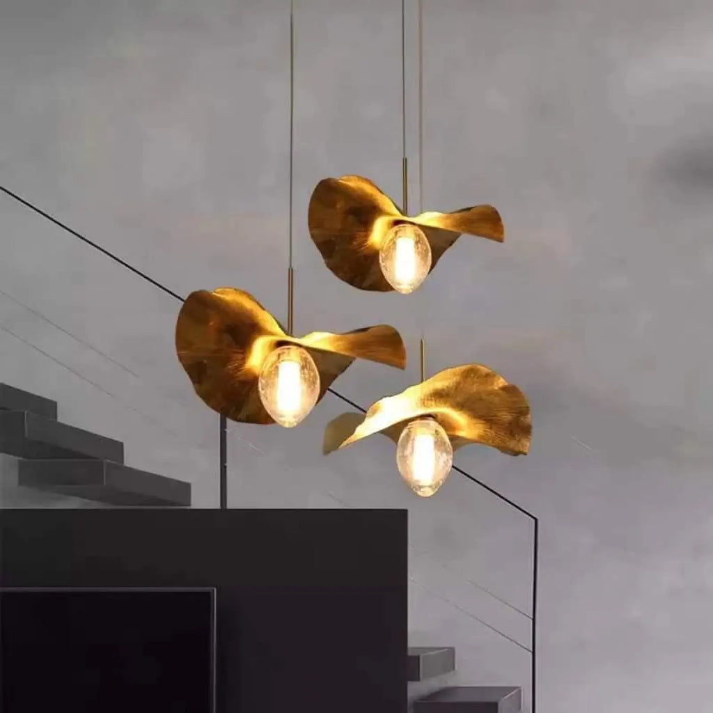 Lustre suspension doré, trois tailles S, M et L