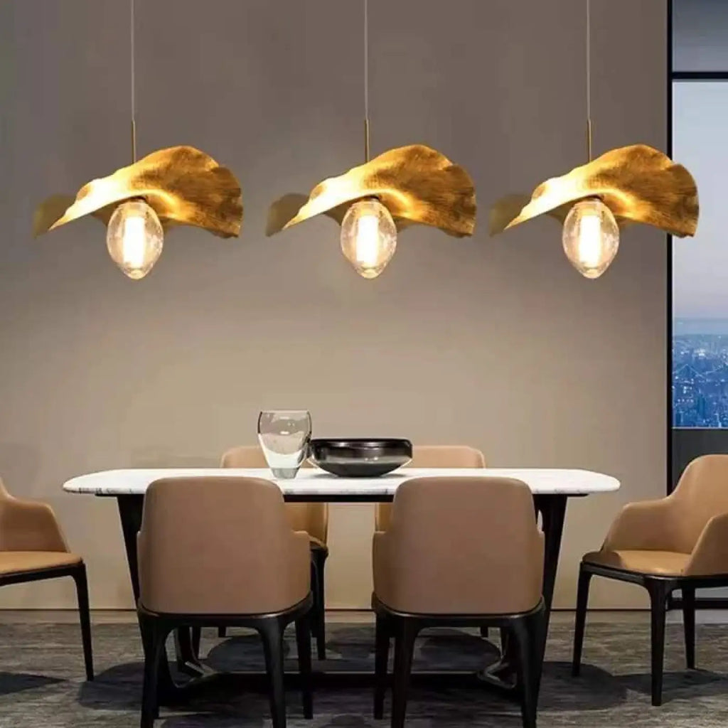 Lustre suspension doré, trois tailles S, M et L